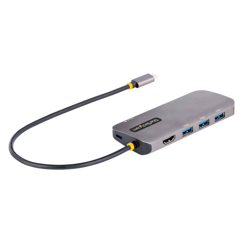StarTech.com USB C Multiport Adapter, USB C auf HDMI Adapter 4K 60Hz, 5Gbit/s USB-A 3.0 Hub, 100W Power Delivery Pass-Through, GbE, 30cm Kabel, Laptop Dockingstation/Reisedock, Thunderbolt 3 und 4 Kompatibel