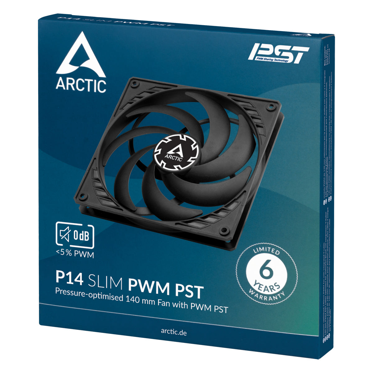 ARCTIC P14 Slim PWM PST 140 mm PWM fan optimized for static pressure with integrated Y-cable
