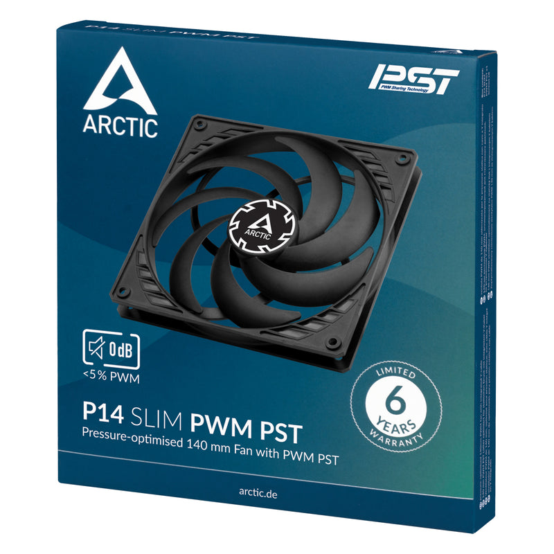 ARCTIC P14 Slim PWM PST 140 mm PWM Lüfter optimiert für statischen Druck mit integriertem Y-Kabel