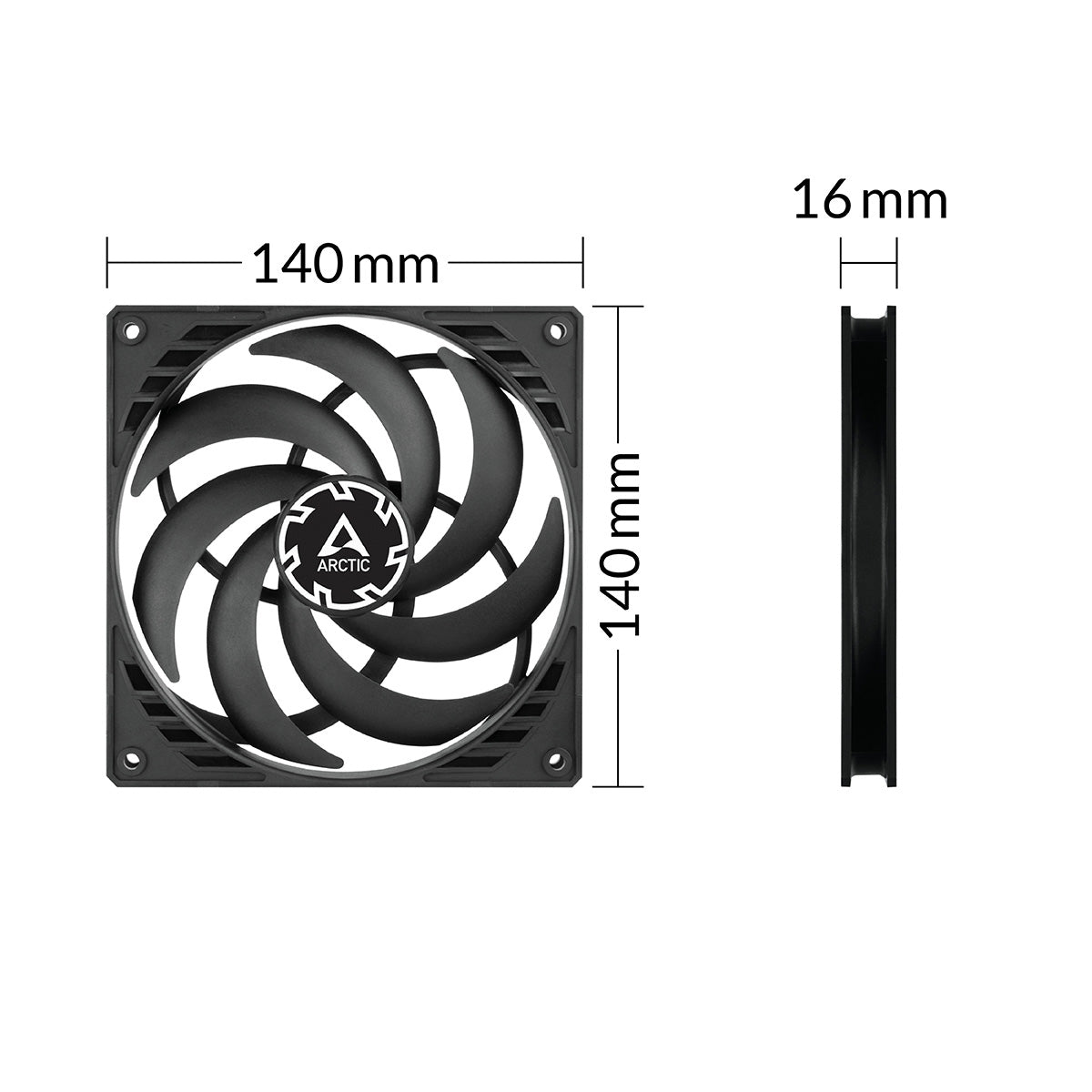 ARCTIC P14 Slim PWM PST 140 mm PWM fan optimized for static pressure with integrated Y-cable
