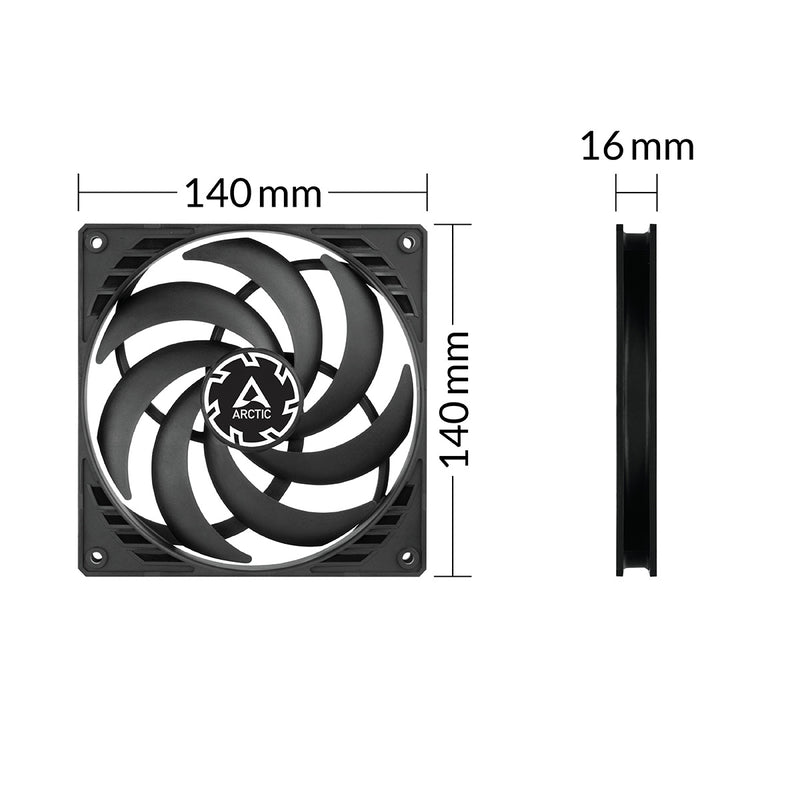 ARCTIC P14 Slim PWM PST 140 mm PWM Lüfter optimiert für statischen Druck mit integriertem Y-Kabel