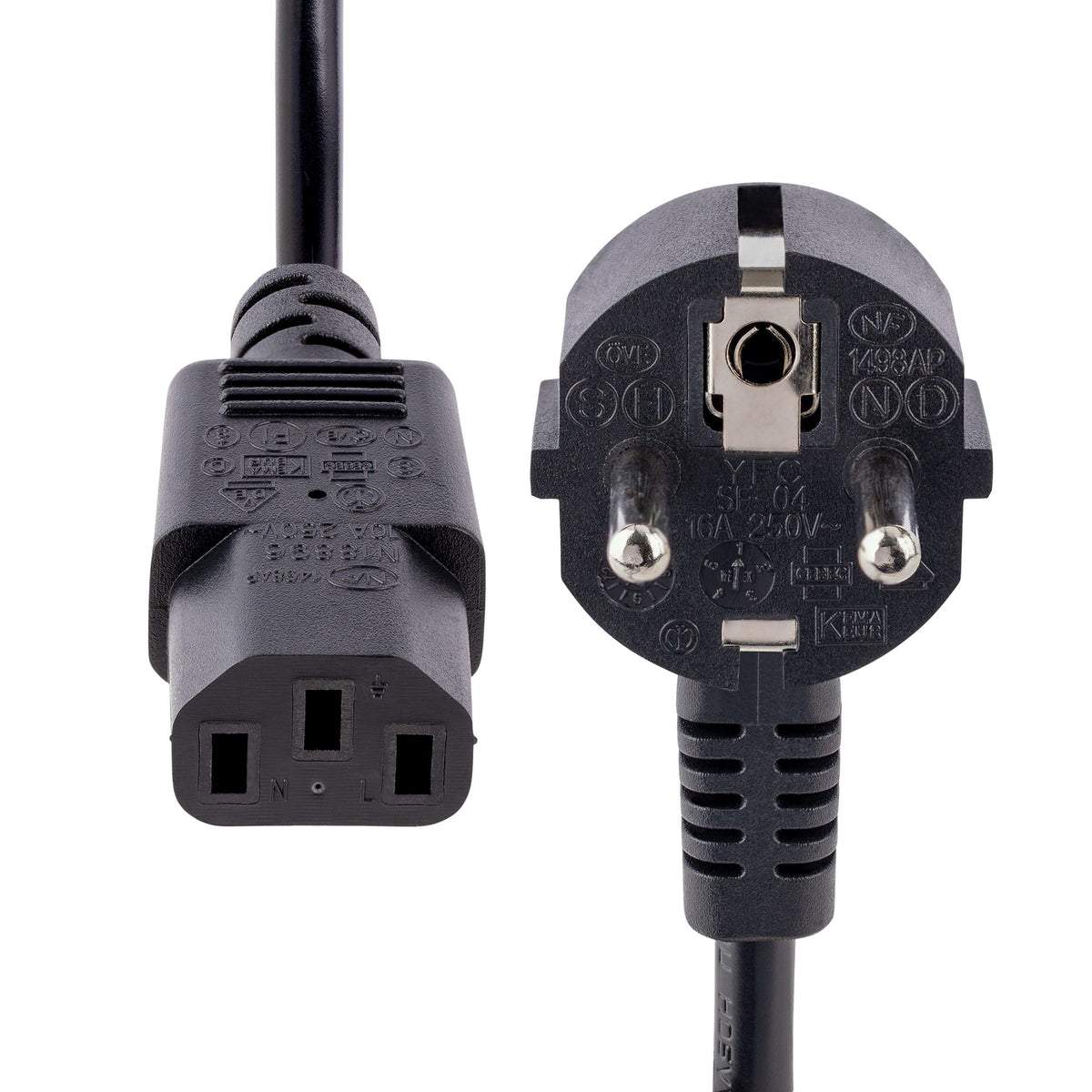StarTech.com 3 m C13 Stromkabel, 18AWG, EU Schuko auf C13 (Kaltgerätestecker), 10A 250V, Schwarz, Kaltgerätekabel, PC / Computer Stromkabel, Drucker / Monitor / PC / C13 Netzkabel