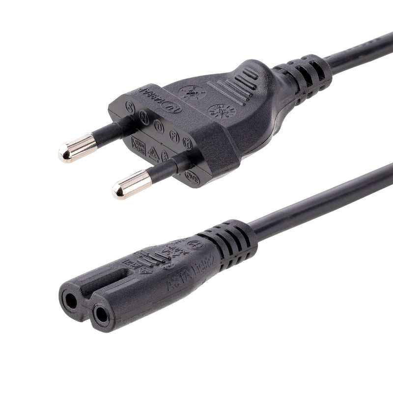 StarTech.com 3 m Laptop Stromkabel, Eurostecker auf C7 Stecker, 2.5A 250V, 18AWG, Notebook/Laptop Netzkabel, Kaltgerätekabel, Ersatz Laptop Ladekabel / Ladegerät Kabel