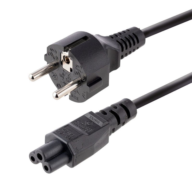 StarTech.com 3 m Laptop Stromkabel, EU Schuko auf C5 Stecker, 2.5A 250V, 18AWG, Laptop Ersatz Stromkabel/Ladekabel, Netzkabel für Laptop, Kleeblatt/Mickey Mouse Stromkabel