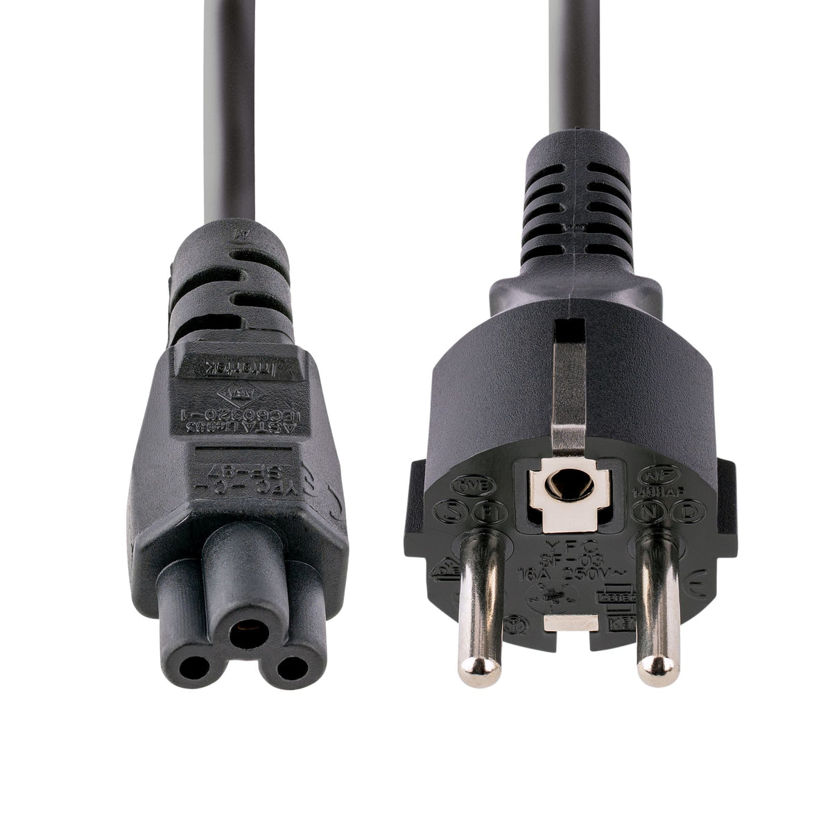 StarTech.com 3 m Laptop Stromkabel, EU Schuko auf C5 Stecker, 2.5A 250V, 18AWG, Laptop Ersatz Stromkabel/Ladekabel, Netzkabel für Laptop, Kleeblatt/Mickey Mouse Stromkabel