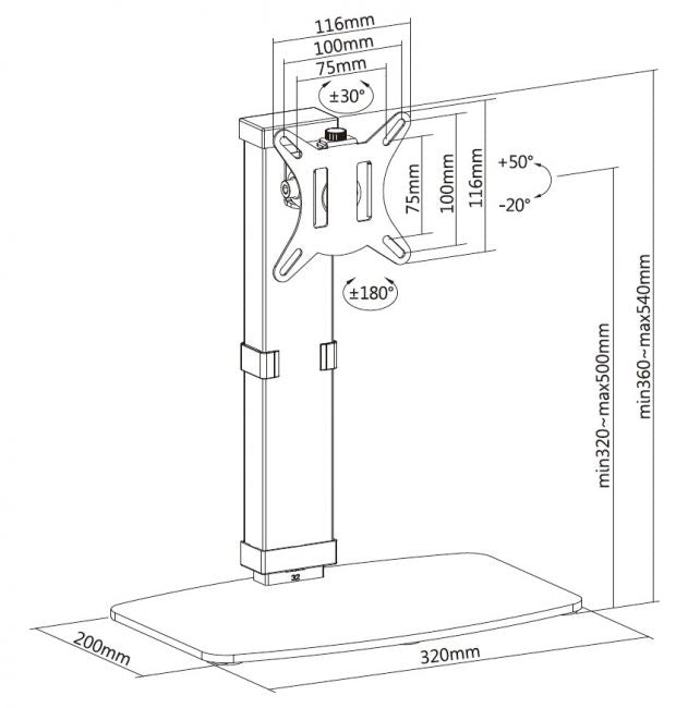 Equip Freistehender Monitorständer, vertikal ausziehbar, 17-32"