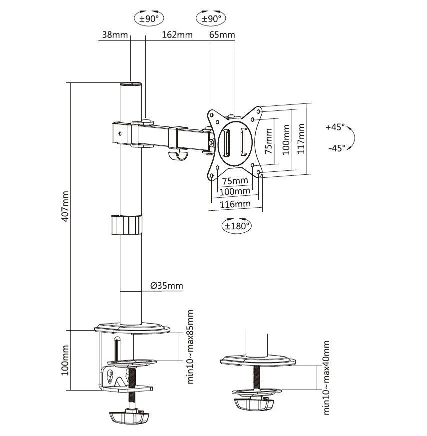 Equip 17"-32" Bewegliche Monitor/LCD-Tischhalterung