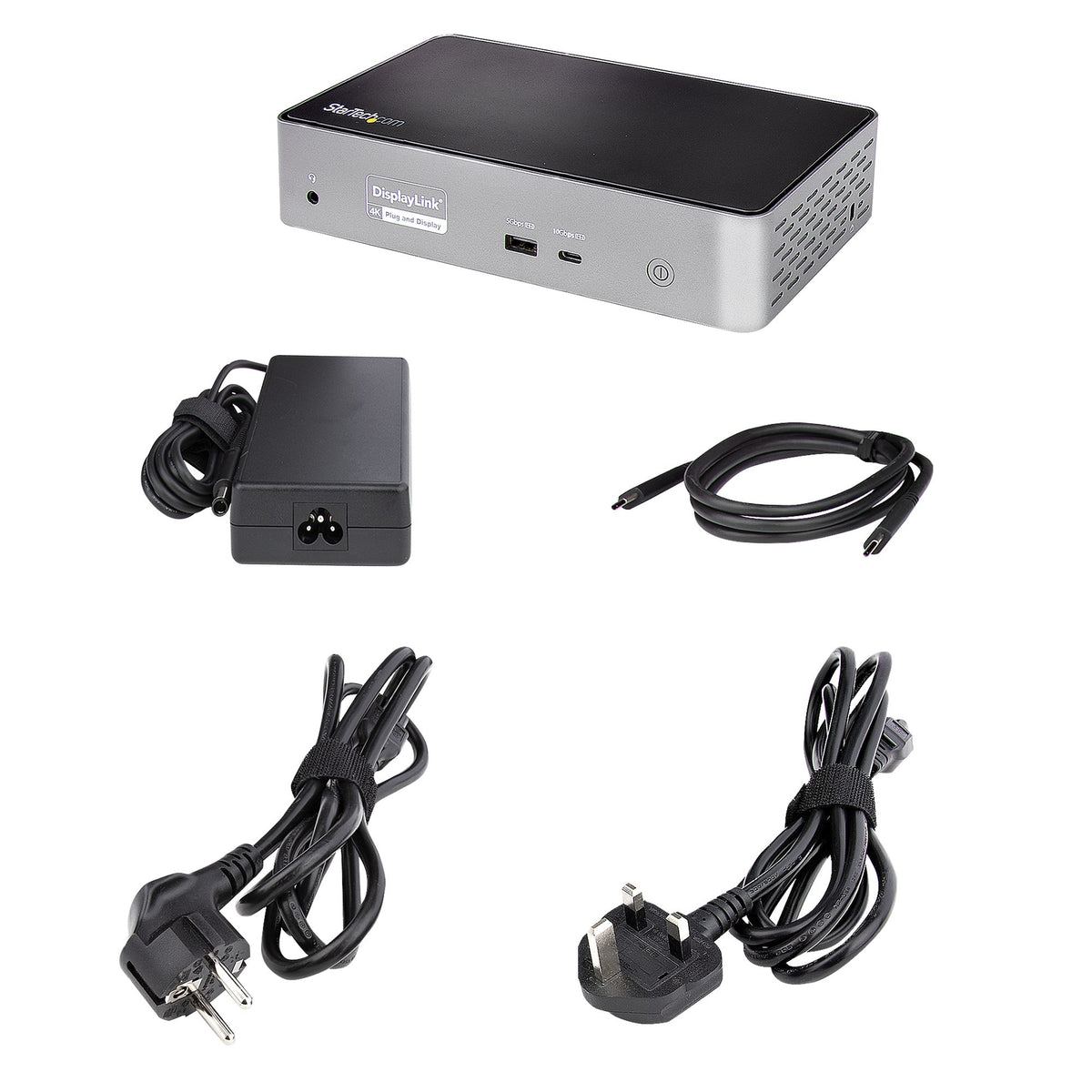 StarTech.com USB C Dockingstation für 4 monitore - 4K 60Hz Hybrid Notebook Dock DisplayPort 1.4 & HDMI 2.0 - Universal USB-C/Thunderbolt Laptop Dock mit 100W PD - USB Hub mit 1x USB-C & 3x USB-A, GbE, Audio