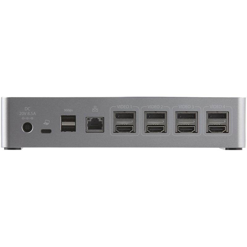 StarTech.com USB C Dockingstation für 4 monitore - 4K 60Hz Hybrid Notebook Dock DisplayPort 1.4 & HDMI 2.0 - Universal USB-C/Thunderbolt Laptop Dock mit 100W PD - USB Hub mit 1x USB-C & 3x USB-A, GbE, Audio