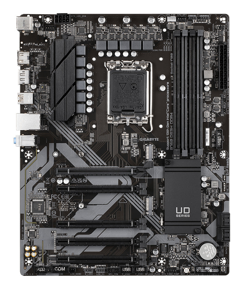 GIGABYTE B760 DS3H DDR4 Motherboard - Unterstützt Intel Core 14. Generation CPUs, 18+2+1 Phasen Digital VRM, bis zu 5333MHz DDR4 (OC), 2xPCIe 4.0 M.2, GbE LAN, USB 3.2 Gen 2