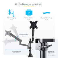 StarTech.com Schreibtisch-Monitorarm mit 2x USB 3.0-Anschlüssen - Monitorhalterung mit Kabelmanagement für bis zu 34 "VESA-Display - Ergonomischer Gelenkarm - Schreibtischklemme/Tülle