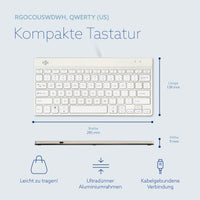 R-Go Tools Ergonomische Tastatur R-Go Compact Break, kompakte Tastatur mit Pausensoftware, QWERTY (US), Kabelgebunden, Weiß