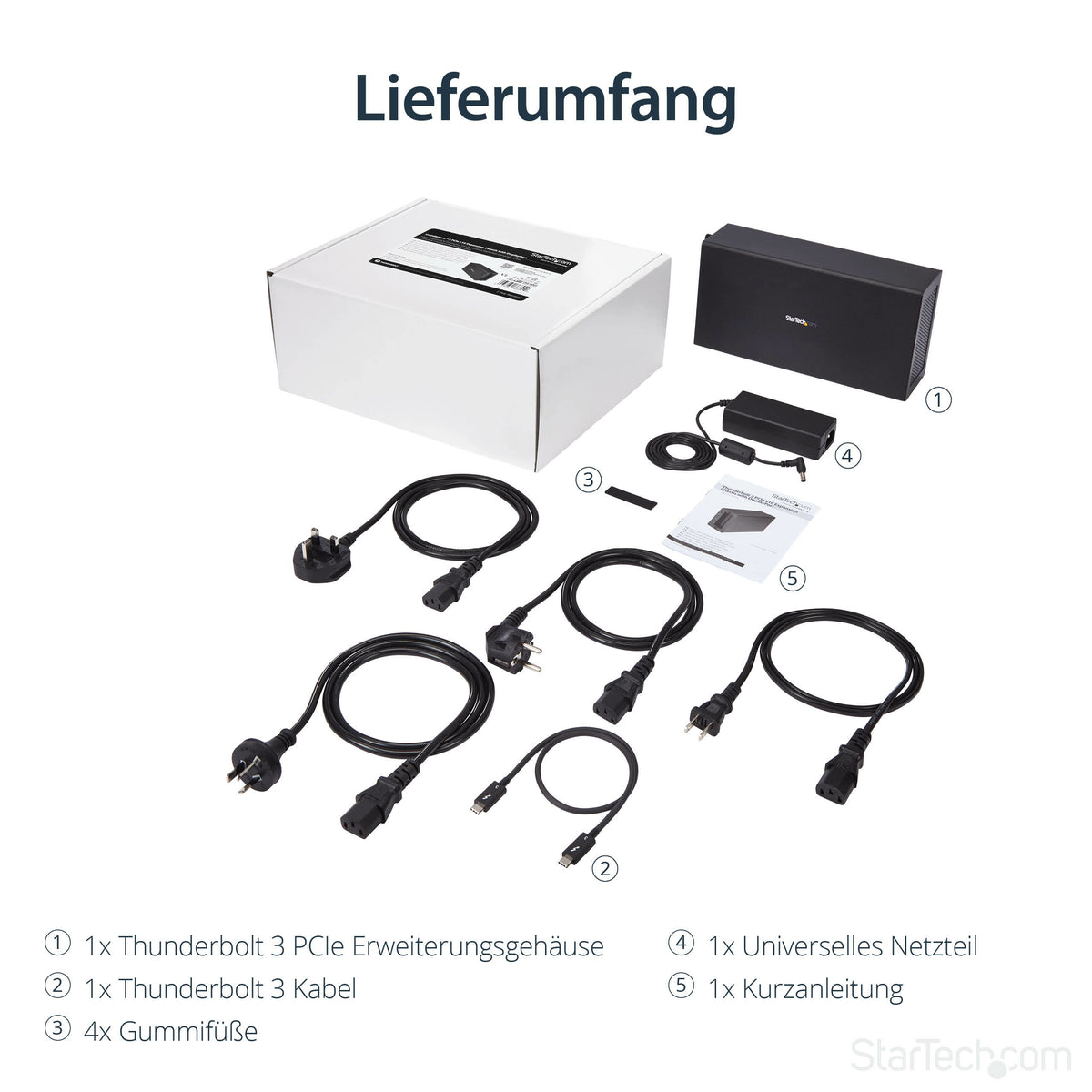 StarTech.com Thunderbolt 3 PCIe Erweiterungsgehäuse, Externes Gehäuse mit einem PCI Express Slot, PCIe Box für Laptops/Desktops/All-In-Ones, 5K/4K Ausgang über TB3/DP Ports, TAA konform