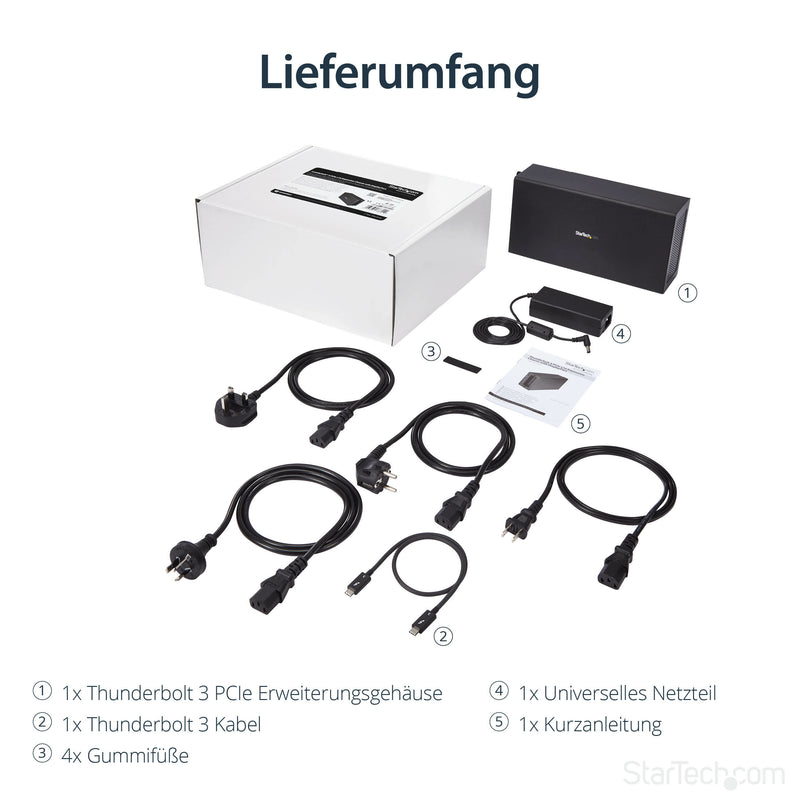 StarTech.com Thunderbolt 3 PCIe Erweiterungsgehäuse, Externes Gehäuse mit einem PCI Express Slot, PCIe Box für Laptops/Desktops/All-In-Ones, 5K/4K Ausgang über TB3/DP Ports, TAA konform