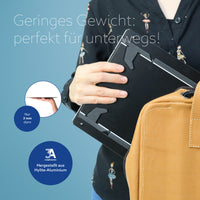 R-Go Tools Laptopständer R-Go Riser Duo, Tablet- und Laptop-Ständer in 1, ergonomisch faltbarer und einstellbarer Ständer, schwarz
