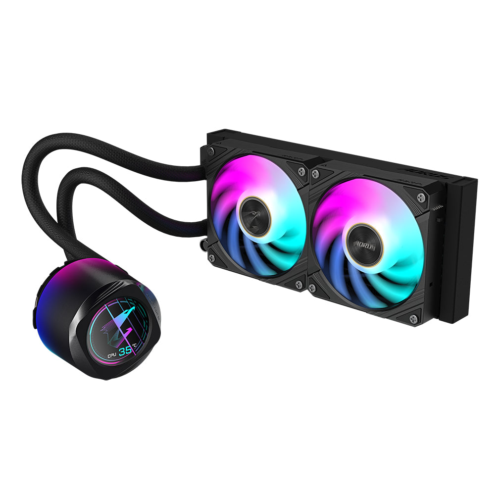 GIGABYTE AORUS WATERFORCE X II 240 AIO Flüssigkeits-CPU-Kühler - 2x120mm ARGB-Lüfter, Vollfarb-LCD, DAISY-CHAIN, kompatibel mit Intel LGA 1851 und AMD AM5