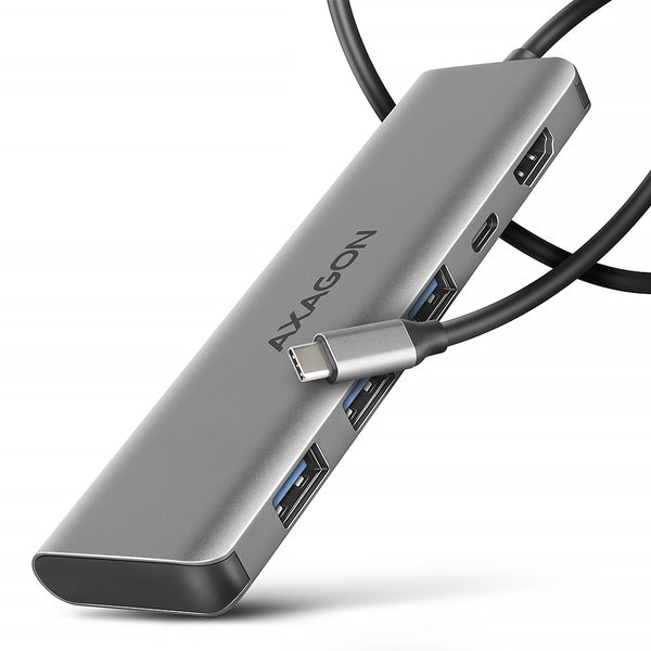 Axagon HMC-5H USB-C 3.2 Gen 1 hub 3x USB-A 4K HDMI PD 100W - Argent Câblé USB 3.2 Gen 1 (3.1 Gen 1) Type-C