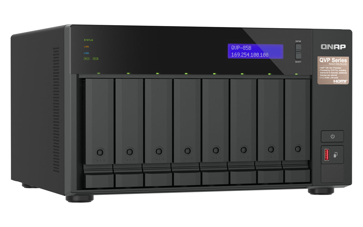 QNAP QVP-85B NAS & Speicherserver Tower Intel® Core™ i5 32 GB DDR4 0 TB QVR Pro Schwarz