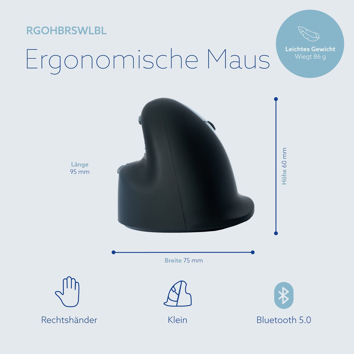 R-Go Tools Ergonomische Maus R-Go HE Break mit Pausensoftware, klein (Handlänge <165mm), Rechtshänder, verkabelt, schwarz