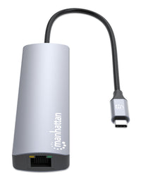 Manhattan 153959 laptop-dockingstation & portreplikator Kabelgebunden USB 3.2 Gen 1 (3.1 Gen 1) Type-C Silber