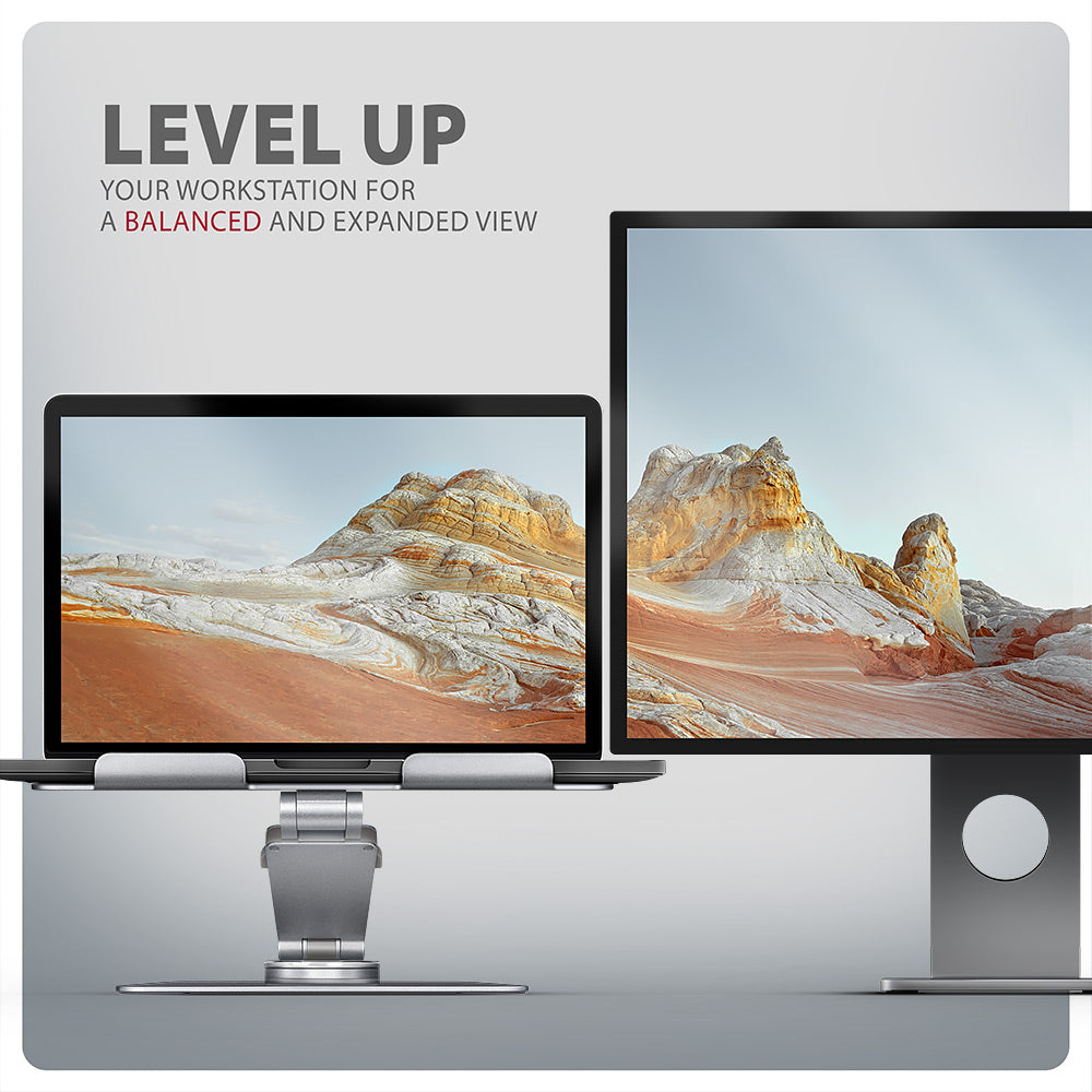 Axagon STND-LR Aluminiumständer mit 360°-Drehung für Laptops 10"–17.3". Verstellbare Höhe und Winkel.