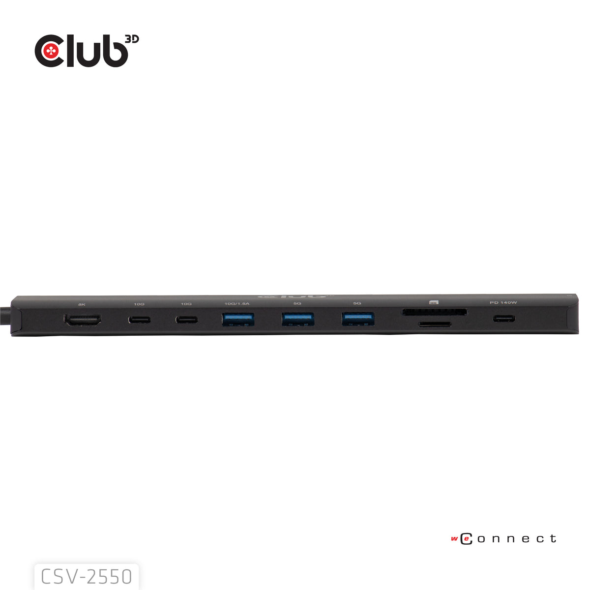CLUB3D CSV-2550 laptop-dockingstation & portreplikator Kabelgebunden USB Typ-C Schwarz