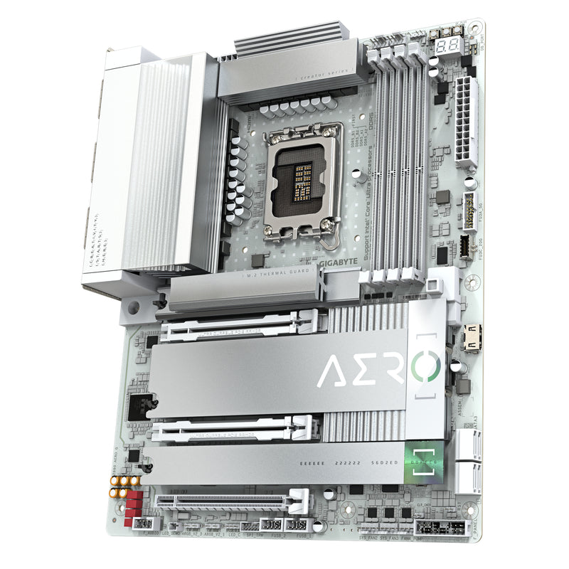 GIGABYTE Z890 AERO G Mainboard - Unterstützt Intel Core Ultra (Serie 2) CPUs, 16+1+2 Phasen VRM, bis zu 8800MHz DDR5 (OC), 1xPCIe 5.0 + 4xPCIe 4.0, Wi-Fi 7, 2.5GbE LAN, Thunderbolt 4