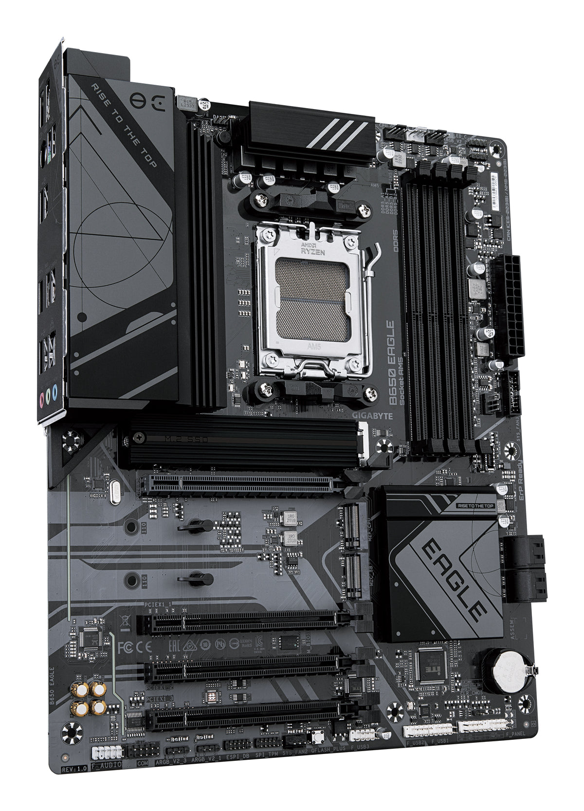 GIGABYTE B650 EAGLE Mainboard - AMD Ryzen 9000er-Serie, 12+2+2 Phasen VRM, bis zu 7600 MHz DDR5 (OC), 1xPCIe 5.0 + 2xPCIe 4.0 M.2, GbE LAN, USB 3.2 Gen 2