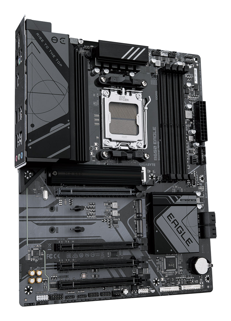 GIGABYTE B650 EAGLE Mainboard - AMD Ryzen 9000er-Serie, 12+2+2 Phasen VRM, bis zu 7600 MHz DDR5 (OC), 1xPCIe 5.0 + 2xPCIe 4.0 M.2, GbE LAN, USB 3.2 Gen 2