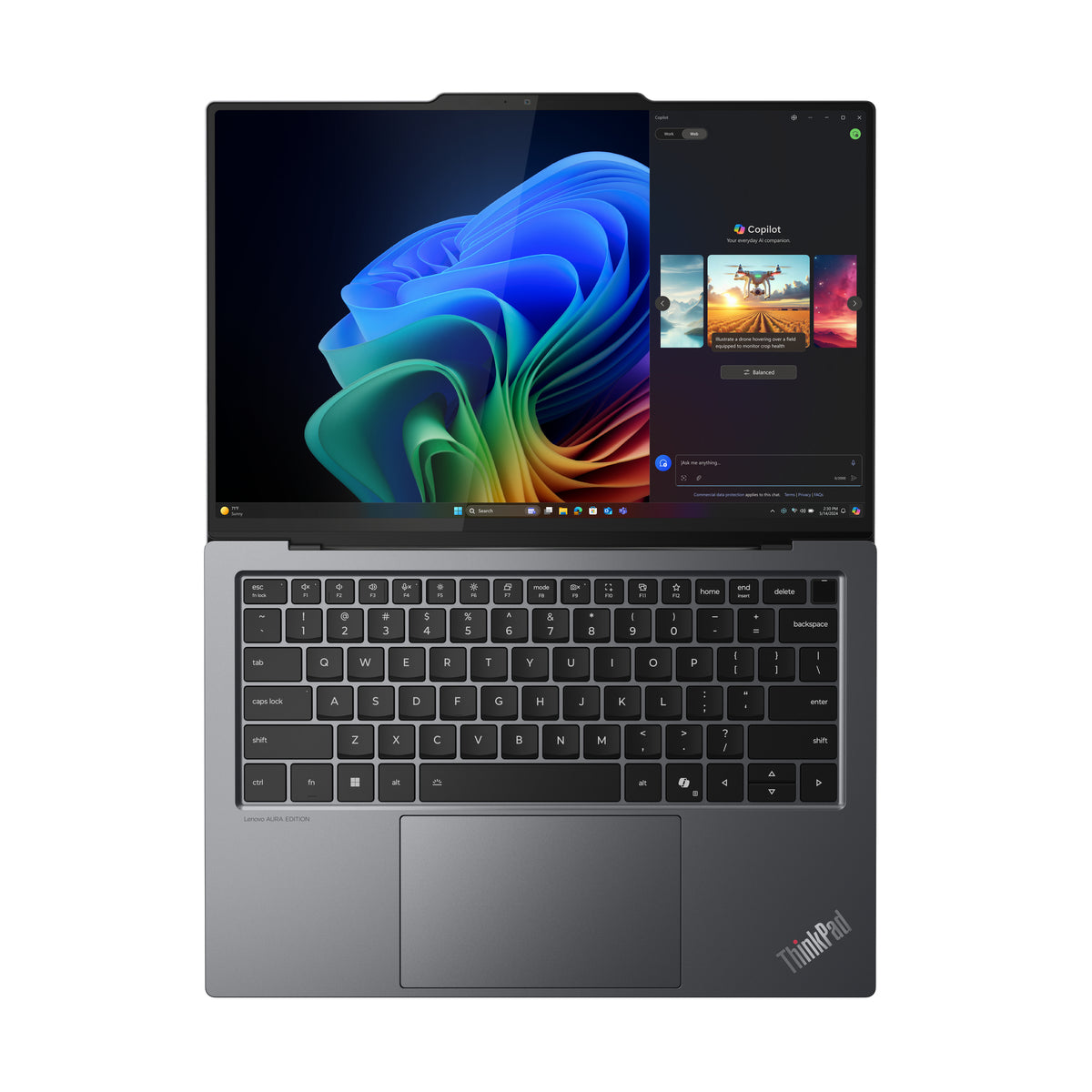 Lenovo ThinkPad X9-14 Gen 1 Copilot+ PC Intel Core Ultra 5 228V Laptop 35,6 cm (14") WUXGA 32 GB LPDDR5x-SDRAM 512 GB SSD Wi-Fi 7 (802.11be) Windows 11 Pro Grau Deutsch