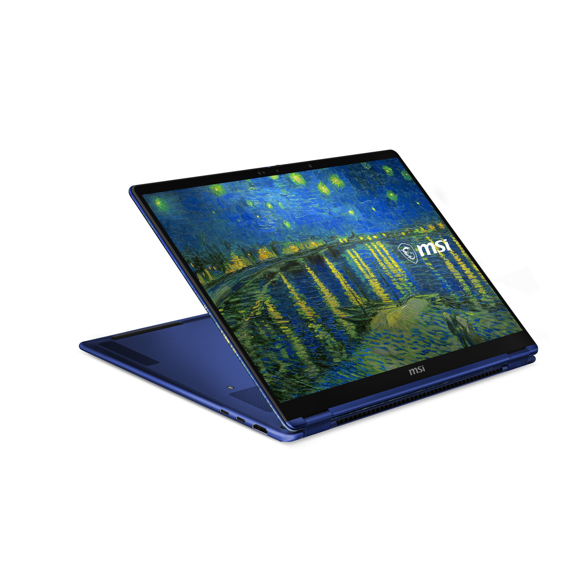 MSI Prestige 14 Flip AI+ Starry Night Over the Rhone-261FRY Copilot+ PC Intel Core Ultra X9 378H Hybrid (2-in-1) 35,6 cm (14") Touchscreen Full HD+ 32 GB LPDDR5x-SDRAM 1 TB SSD Wi-Fi 7 (802.11be) Windows 11 Home Schwarz, Blau