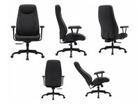 Equip 651022 Ergonomischer Chefsessel, gepolsterte Armlehnen, Butterfly-Mechanik, verchromtes Fußkreuz, höhenverstellbar, um 360° drehbar, Schwarz
