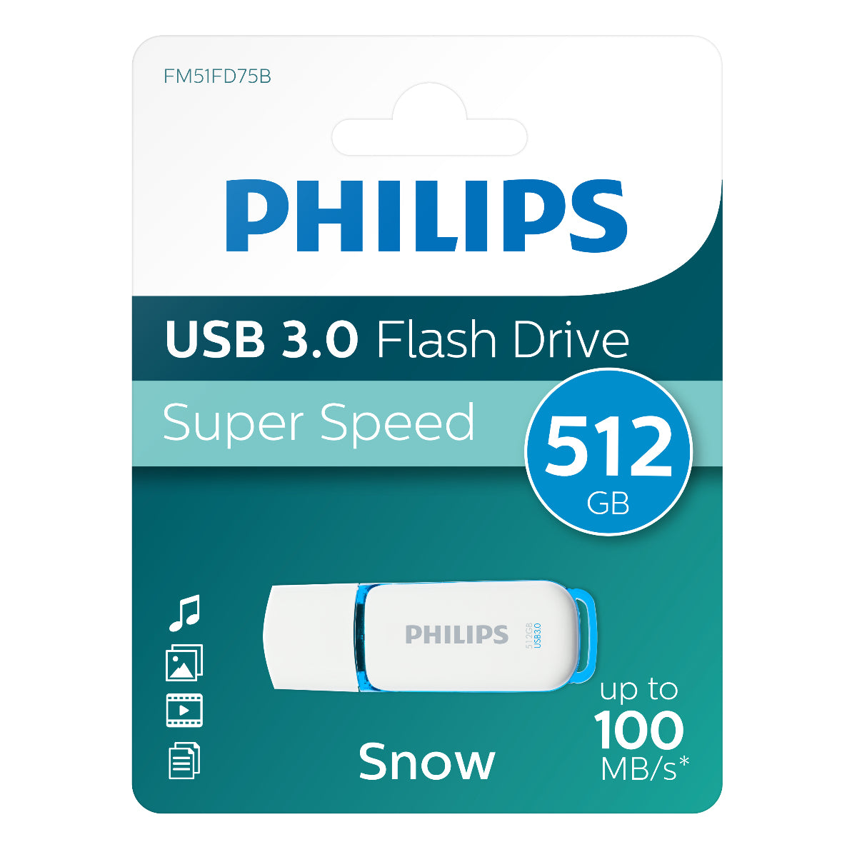 Philips FM51FD75B USB-Stick 512 GB USB Typ-A 3.2 Gen 1 (3.1 Gen 1) Weiß