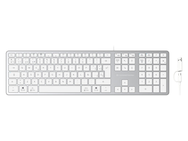 Tastiera sottile USB Conceptronic KAYNE02WES, QWERTY spagnola, compatibile con Windows e macOS