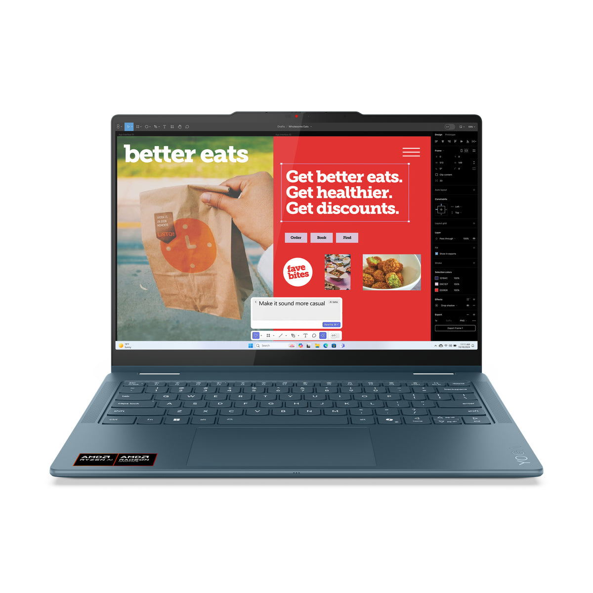 Lenovo Yoga 7 2-in-1 14AKP10 Copilot+ PC AMD Ryzen AI 5 340 Hybrid (2-in-1) 35,6 cm (14") Touchscreen WUXGA 16 GB LPDDR5x-SDRAM 512 GB SSD Wi-Fi 7 (802.11be) Windows 11 Home Türkis Deutsch