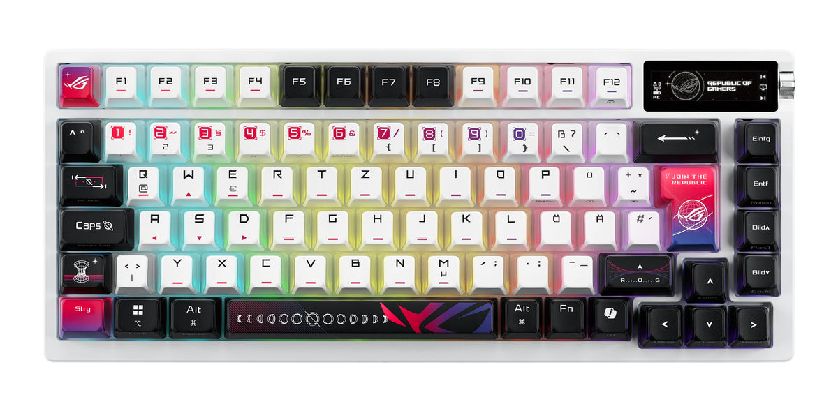 ASUS ROG Azoth X Tastatur Gaming USB + RF Wireless + Bluetooth QWERTZ Weiß