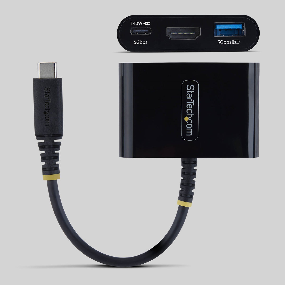 StarTech.com USB-C zu HDMI Multiport Adapter mit 140W PD Ladeleistung, 4K 60Hz HDMI, USB 5Gbps Hub, Mini Dock für MacBook / Dell / Thinkpad / HP / iPad / Tablets