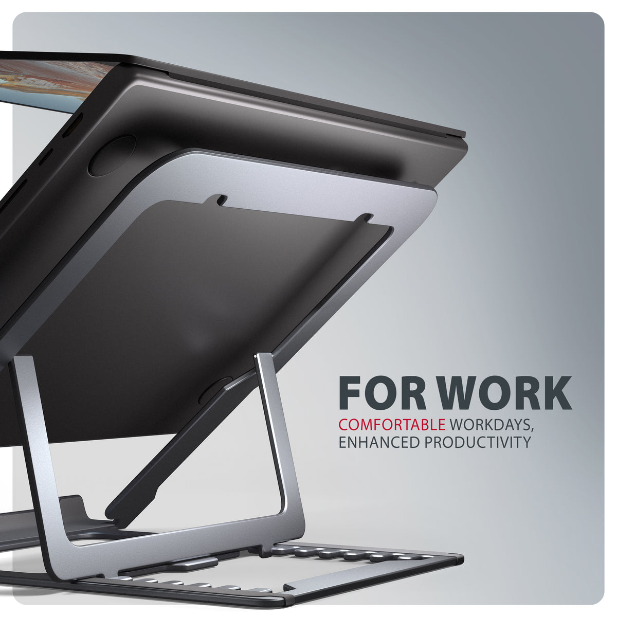 Axagon STND-LAG Aluminiumständer für Laptops und Tablets der Größe 10"–17.3". Acht Verstellbare Positionen. Graue Version.