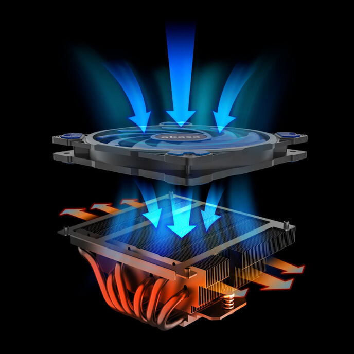 Akasa Alucia H6LS M2 CPU-Kühler - 120 mm, schwarz / blau