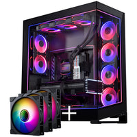 PHANTEKS NV Series NV7 E-ATX-Gehäuse, Tempered Glass, ARGB - schwarz & M25 Gen2 PWM D-RGB Lüfter 3er-Pack - Reverse Blade, 140mm + DRGB Kit