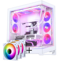 PHANTEKS NV Series NV9 E-ATX-Gehäuse, Tempered Glass, ARGB - mattweiß + M25 Gen2 PWM D-RGB Lüfter 3er-Pack - Reverse Blade, 140mm, weiß + DRGB Kit