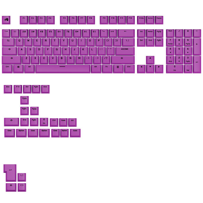 Glorious GPBT Basics Keycaps, ANSI Layout (US), PBT, Dye-Sub - Epic Purple