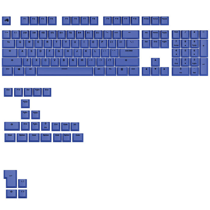 Glorious GPBT Basics Keycaps, ANSI Layout (US), PBT, Dye-Sub - Mana Blue
