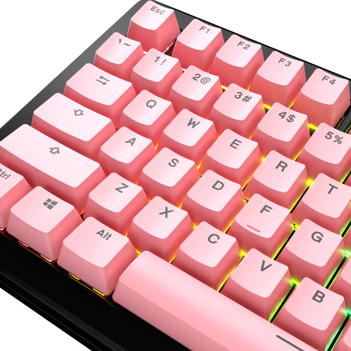Glorious GPBT Basics Keycaps, ANSI Layout (US), PBT, Dye-Sub - Potion Pink