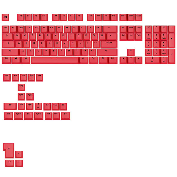 Glorious GPBT Basics Keycaps, ANSI Layout (US), PBT, Dye-Sub - Revive Red