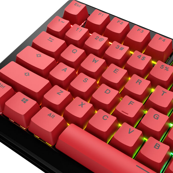 Glorious GPBT Basics Keycaps, ANSI Layout (US), PBT, Dye-Sub - Revive Red