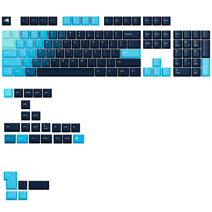 Glorious GPBT Gradient Keycaps, ANSI Layout (US), PBT, Dye-Sub - Celestial Ice