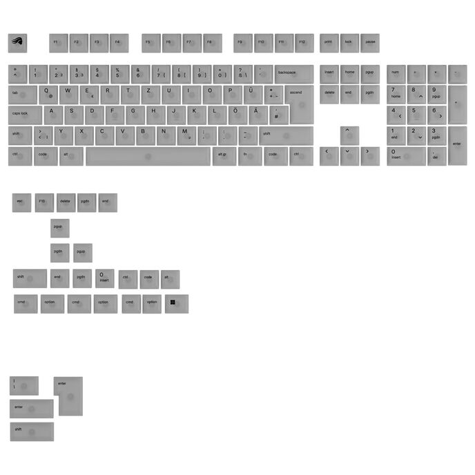 Glorious Polychroma V2 Keycaps, ISO Layout (DE), Polycarbonat, UV-Druck - Transparent
