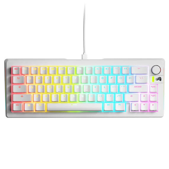 Glorious GMMK 3 65 % Custom Gaming-Tastatur - Pre-Built, ANSI (US), Fox Switches, weiß