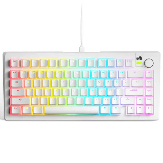 Glorious GMMK 3 75 % Custom Gaming-Tastatur - Pre-Built, ANSI (US), Fox Switches, weiß